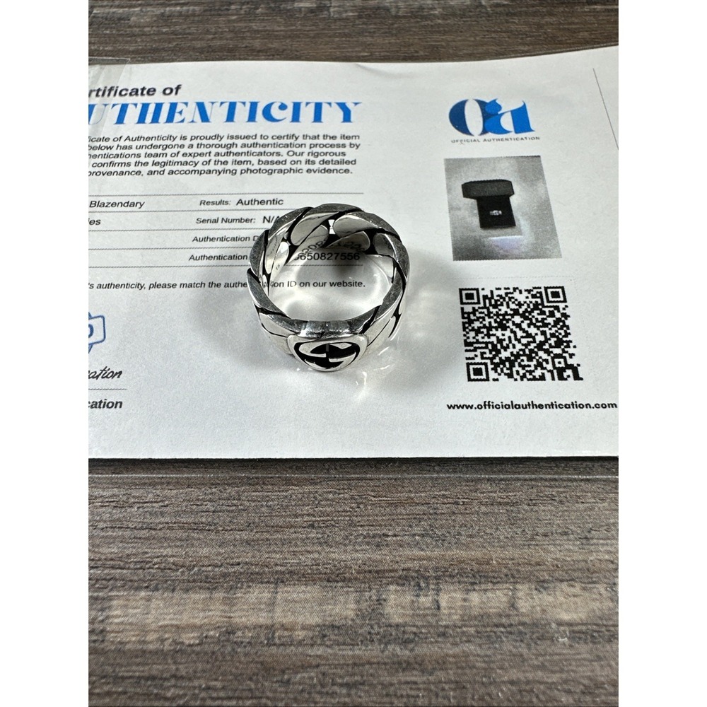 Gucci Interlocking G Ring | Sterling Silver | Size 15G (6.5) With COA
